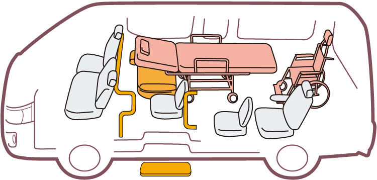 介護タクシー|シートアレンジ(ストレッチャー + 車いす)
